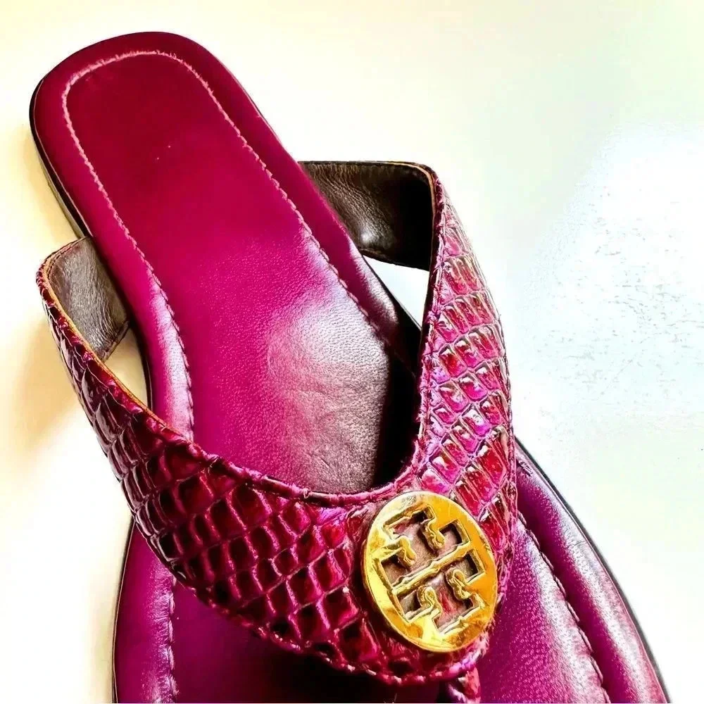 Tory Burch Embossed Leather Sandals